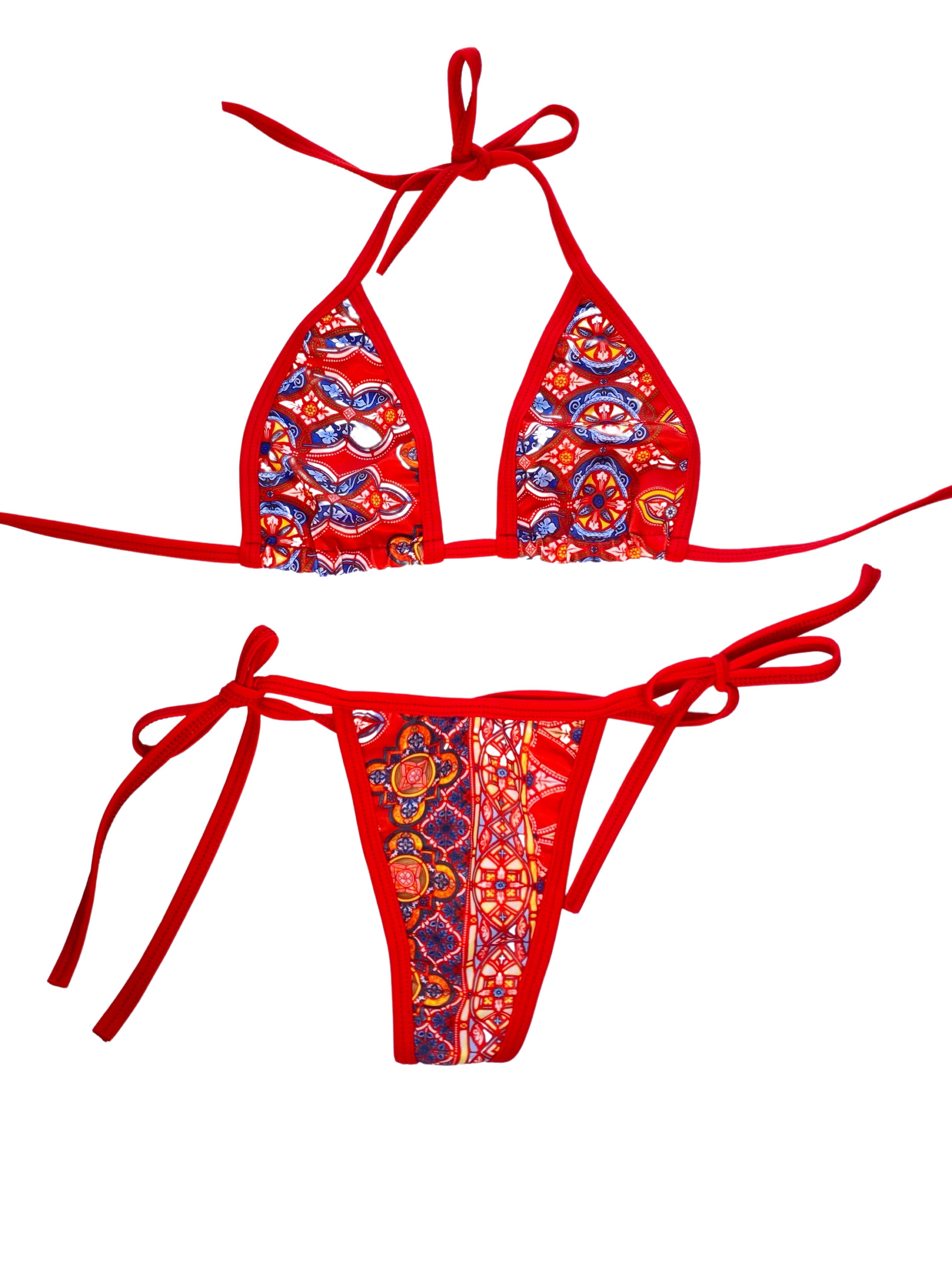 Oaxaca Red Micro Bikini Bottom  Mi Gente Clothing   