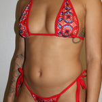 Oaxaca Red Micro Bikini Bottom  Mi Gente Clothing   