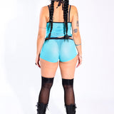 Aqua Mesh Cami Crop – front detail, side turn – aqua mesh cami detail