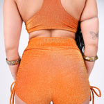 Side Scrunch Shorts in Mango Glitter (FINAL SALE) shorts Mi Gente Clothing   