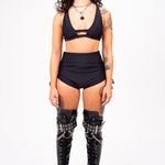 Black Side Scrunch Shorts shorts Mi Gente Clothing   