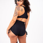 Black Side Scrunch Shorts shorts Mi Gente Clothing   