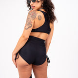 Black Side Scrunch Shorts shorts Mi Gente Clothing   