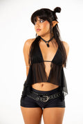 Black Mesh Fairy Top