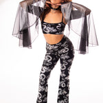 Silver Metallic Bell Sleeve Shrug (FINAL SALE) crop top Mi Gente Clothing   