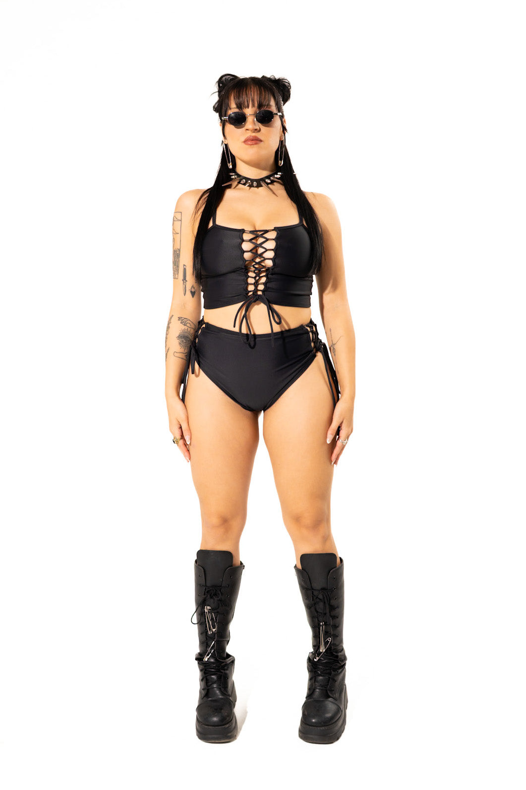 Lace Up High Waist Bottoms Mi Gente Clothing