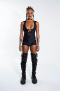Lace Up Hooded Playsuit