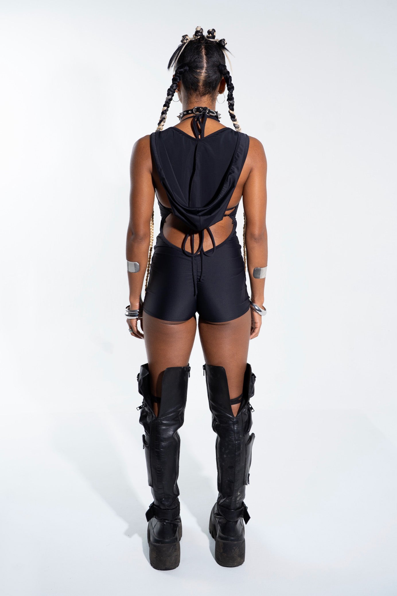 Lace Up Hooded Playsuit Mi Gente Clothing