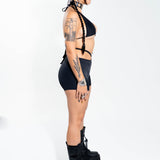 Black O-Ring Shorts Bottoms Mi Gente Clothing