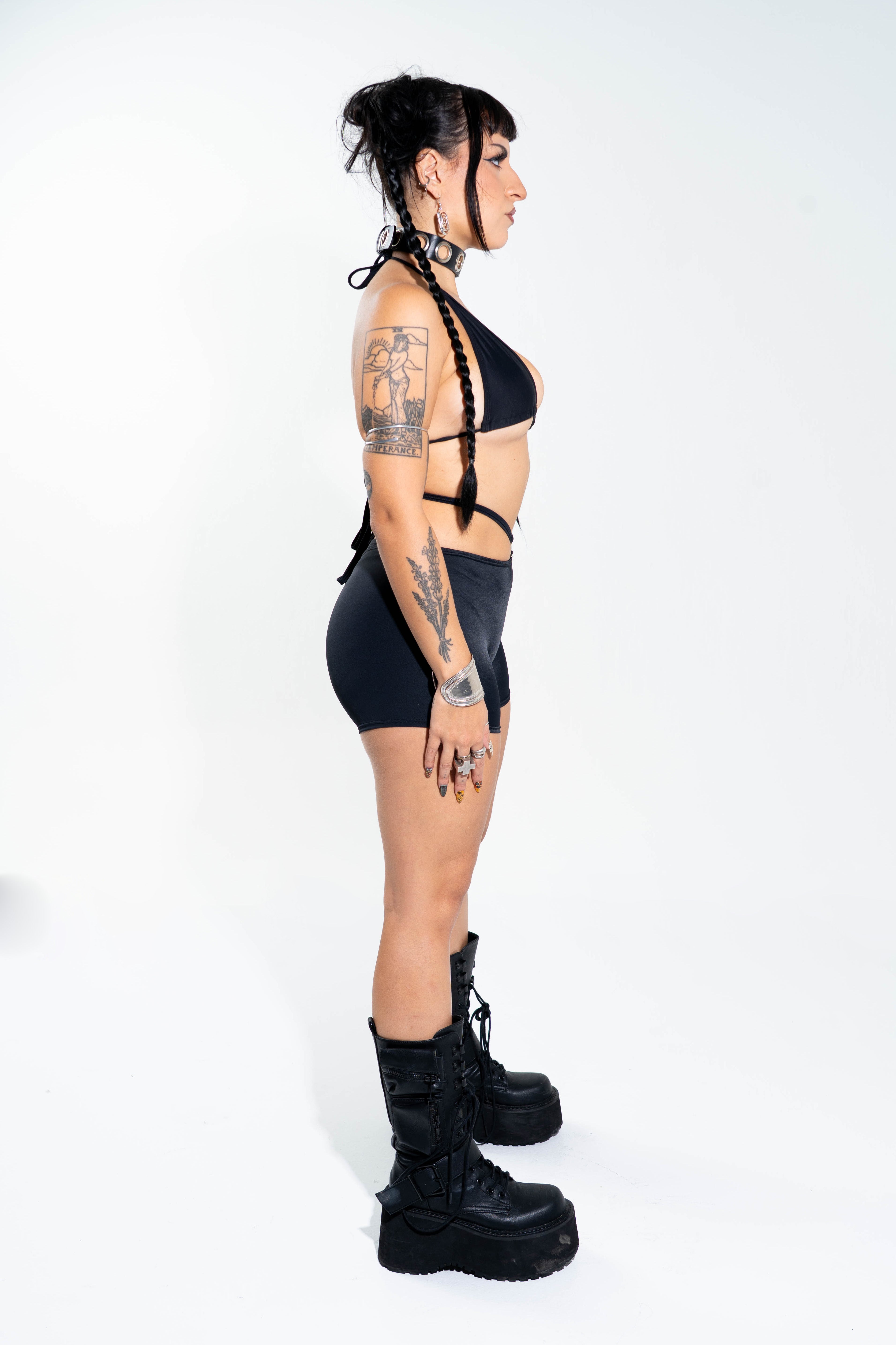 Black O-Ring Shorts Bottoms Mi Gente Clothing