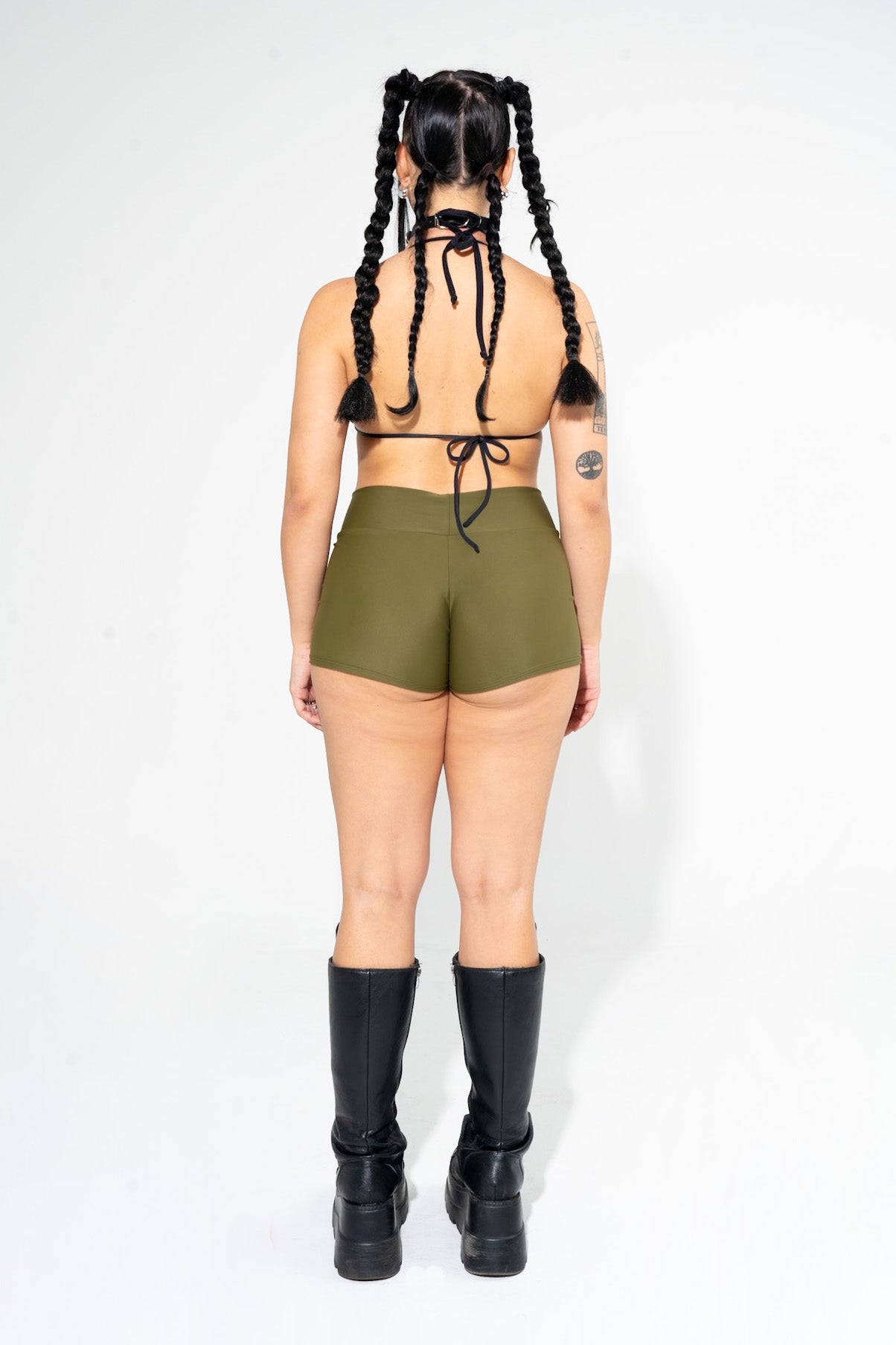 Olive Green Midrise Shorts Shorts Mi Gente Clothing