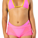 South Beach Hot Pink Mesh Low Rise Shorts Mi Gente Clothing