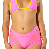 South Beach Hot Pink Mesh Low Rise Shorts Mi Gente Clothing