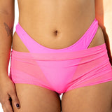 South Beach Hot Pink Mesh Low Rise Shorts Mi Gente Clothing