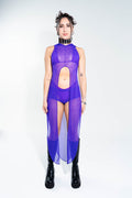 La Cosa Hooded Mesh Dress in Purple