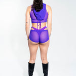 Hooded Crop Tank Top - Purple Mesh Mi Gente Clothing