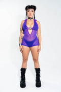 Purple Mesh Hooded Playsuit