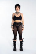 Black Mesh Cut Out Capri Pants