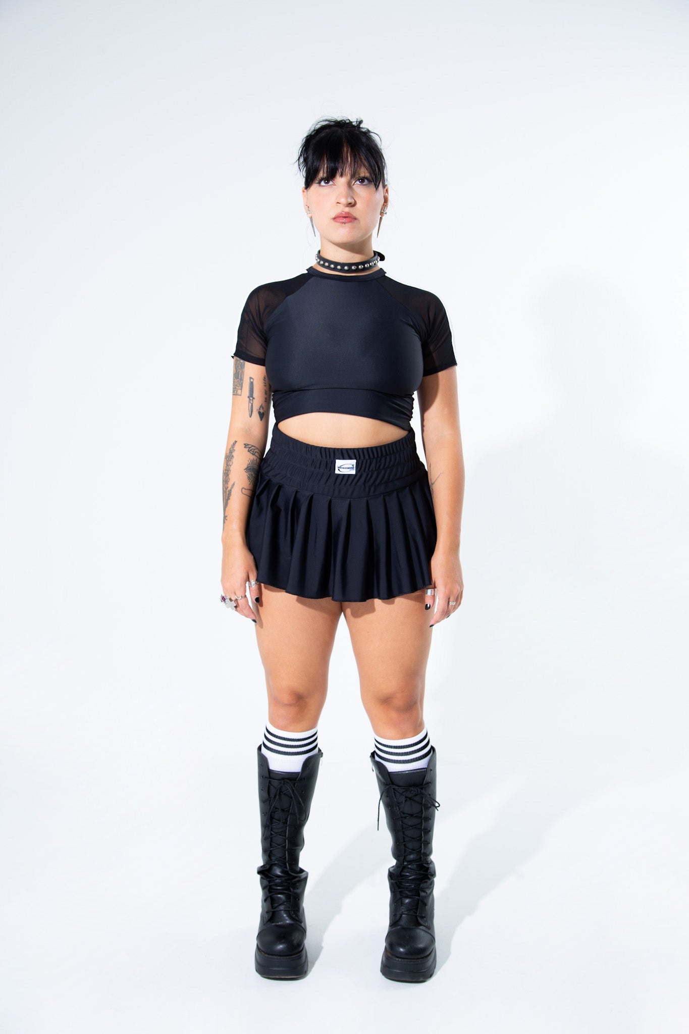 Black Striped Soccer Crop Top Shirt Mi Gente Clothing   