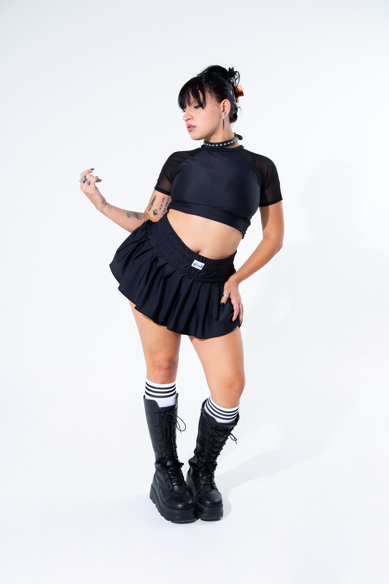 Black Striped Soccer Crop Top Shirt Mi Gente Clothing   