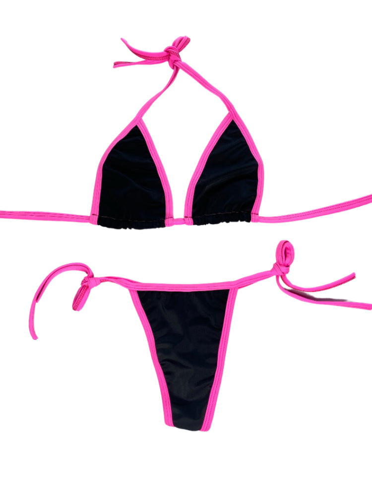 Black Pink Micro Bikini Top  Mi Gente Clothing   
