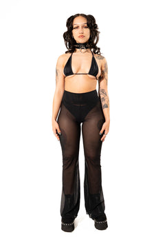 Black Mesh Bell Bottoms Mi Gente Clothing