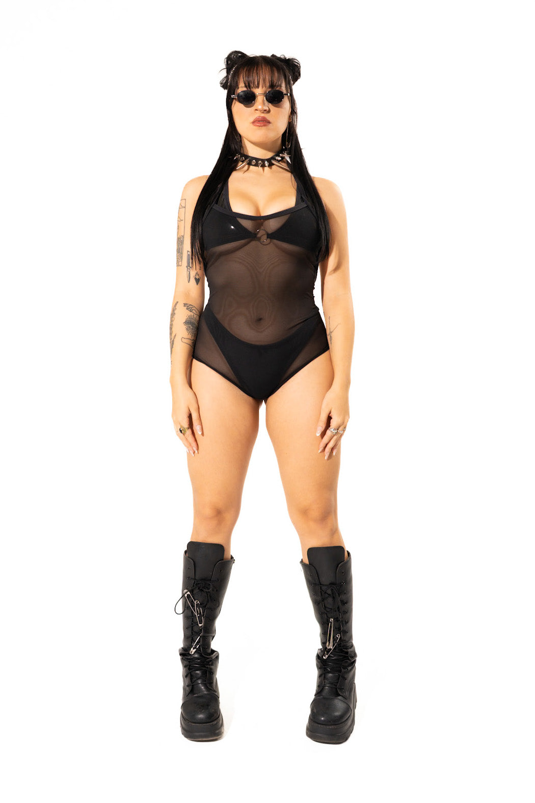 Black Mesh Playsuit Mi Gente Clothing