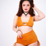 Side Scrunch Shorts in Mango Glitter (FINAL SALE) shorts Mi Gente Clothing   