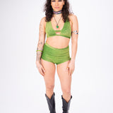 Yuma Top in Green Glitter (FINAL SALE) crop top Mi Gente Clothing   