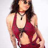 Cut Out Shorts in Red Leopard shorts Mi Gente Clothing   