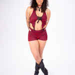 Cut Out Shorts in Red Leopard shorts Mi Gente Clothing   