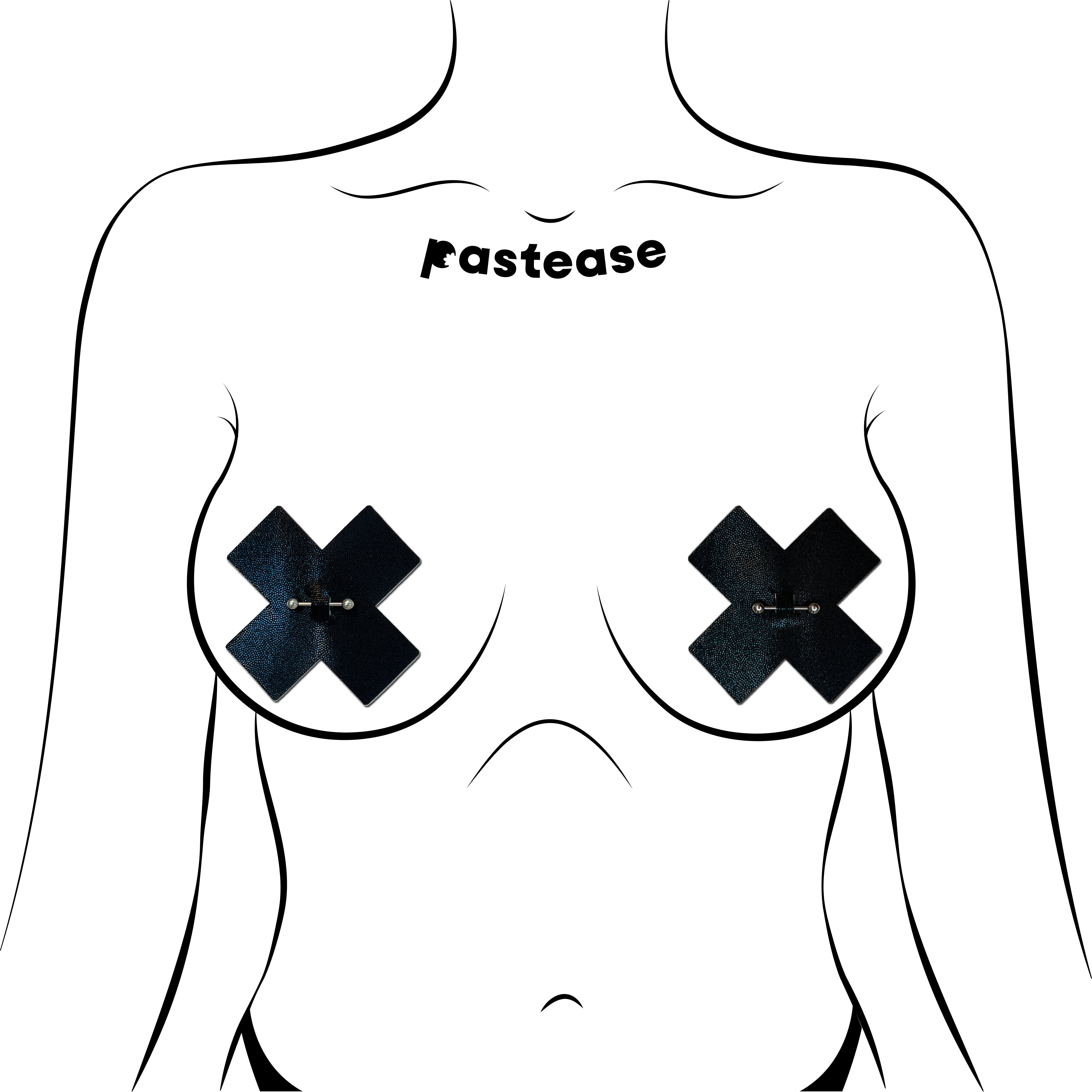 Black Pierced Pasties – placement diagram – pasties sizing guide